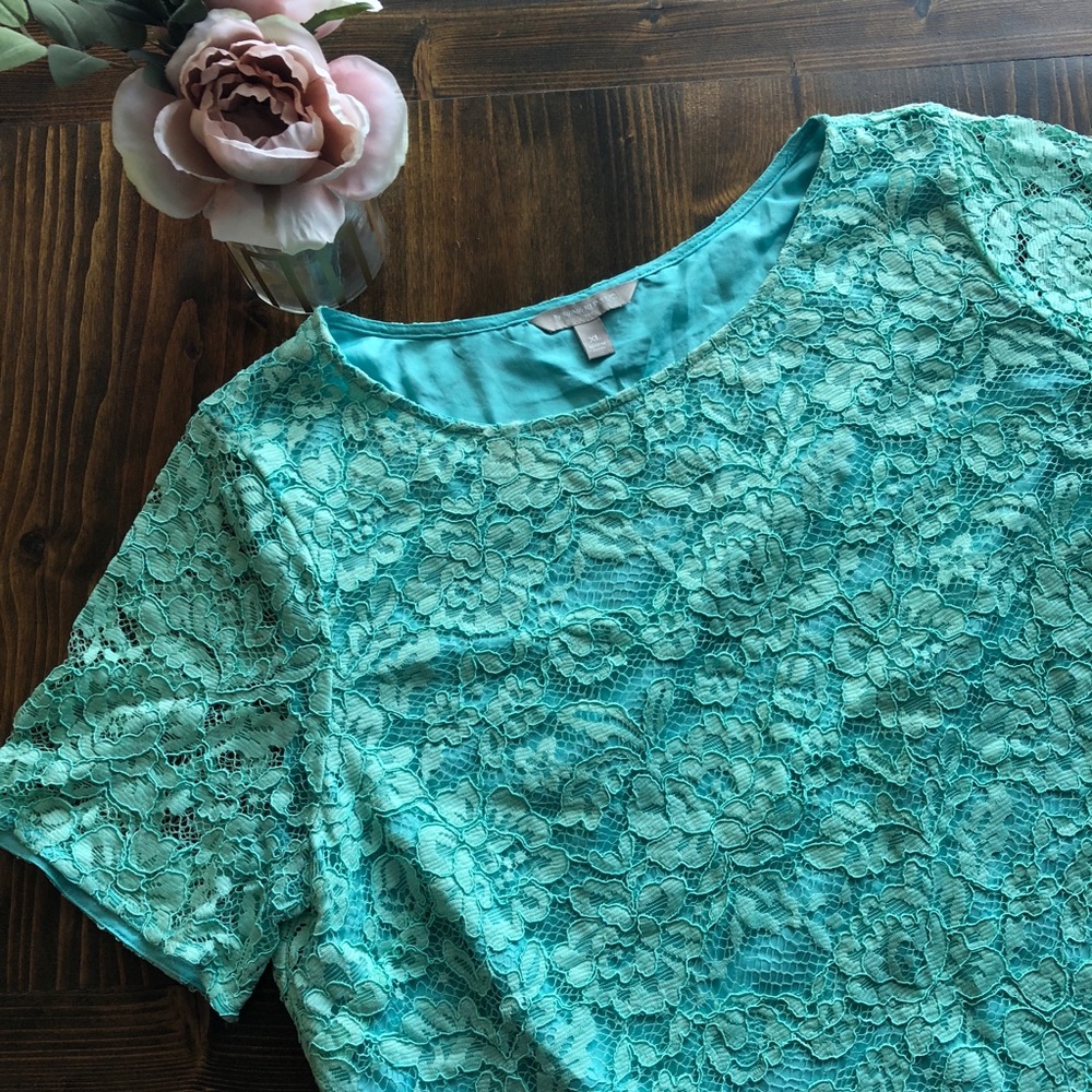 Banana Republic Teal Lace Top Sz. XL